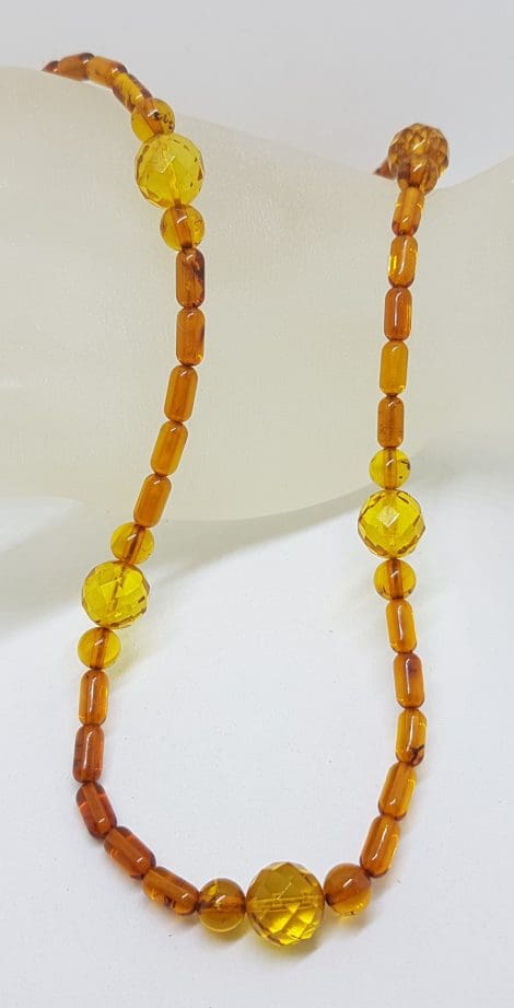 Natural Faceted Baltic Amber Bead Necklace / Chain