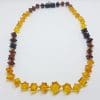 Natural Mulit-Coloured Baltic Amber Shaped Bead Necklace / Chain