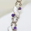 Sterling Silver Blister Pearl with Amethyst Bracelet