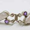 Sterling Silver Blister Pearl with Amethyst Bracelet
