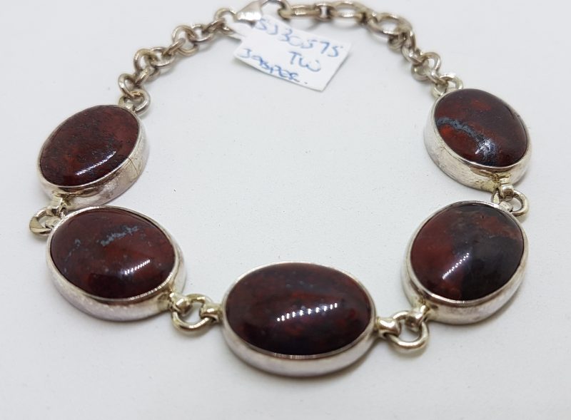 20200512_202940 Sterling Silver Oval Red Jasper Bracelet