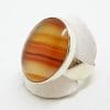 Sterling Silver Large Oval Red Agate Ring