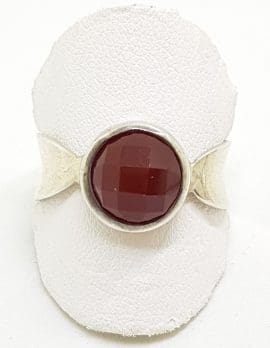 Sterling Silver Round Carnelian Ring