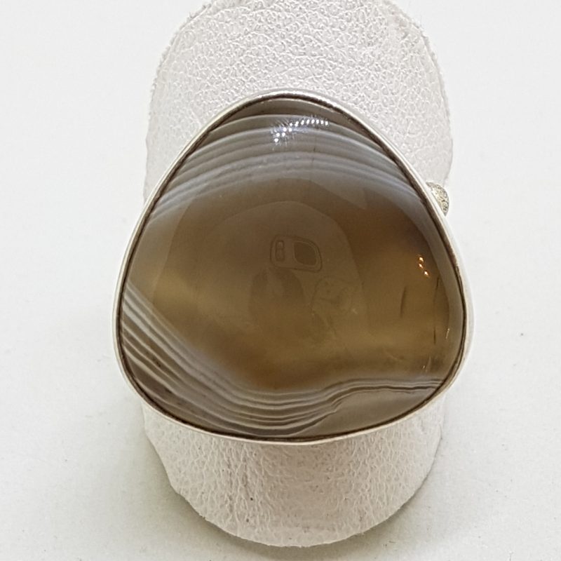 Sterling Silver Large Triangle Agate Ring