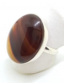 Sterling Silver Large Oval Carnelian Ring