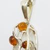 Sterling Silver Natural Amber Cluster Pendant on Silver Chain