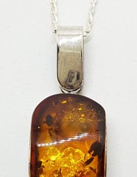Sterling Silver Natural Amber Pendant on Silver Chain