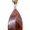 Sterling Silver Amber Leaf Shape Pendant on Silver Chain