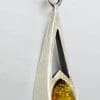 Sterling Silver Amber Long Pendant on Silver Chain