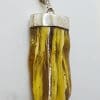 Sterling Silver Natural Amber Large Chunky Drop Pendant on Silver Chain