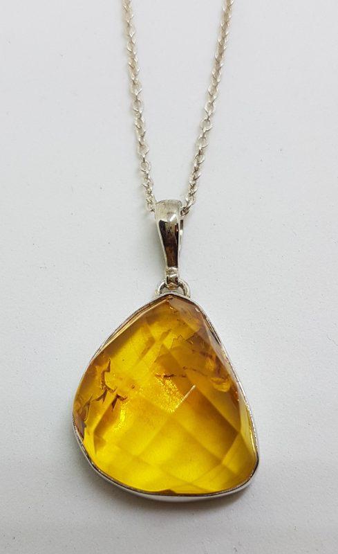 20200512_213351 Sterling Silver Natural Faceted Amber Pendant on Silver Chain