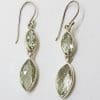Sterling Silver Green Amethyst/Prasiolite Long Drop Earrings