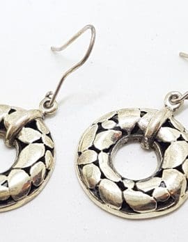 Sterling Silver Large Round Drop Earrings