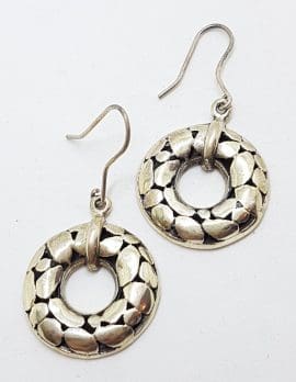 Sterling Silver Large Round Drop Earrings