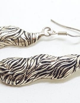 Sterling Silver Large/Long Ornate Bark Design Drop Earrings