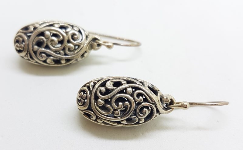 20200520_180629 Sterling Silver Large Ornate Filigree Oval Drop Earrings