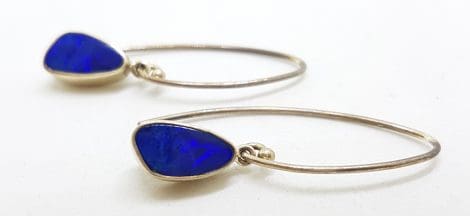 Sterling Silver Opal Blue Long Drop Earrings