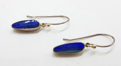 Sterling Silver Opal Blue Long Drop Earrings