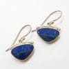 Sterling Silver Opal Blue Triangular Large Drop Earrings