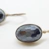 Sterling Silver Faceted Oval Hematite Iron Ore Drop Earrings