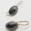 Sterling Silver Faceted Oval Hematite Iron Ore Drop Earrings