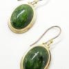 Sterling Silver & Gold Plated Dioptase Large Oval Drop Earrings