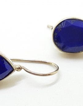 Sterling Silver Lapis Lazuli Faceted Teardrop Earrings