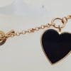 9ct Rose Gold Large Onyx Heart Charm Bracelet