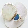 Sterling Silver Opal and Mother of Pearl Large Ring