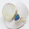 Sterling Silver Opal and Mother of Pearl Large Ring