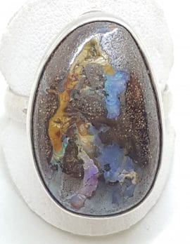 Sterling Silver Large Free form Boulder Opal Ring