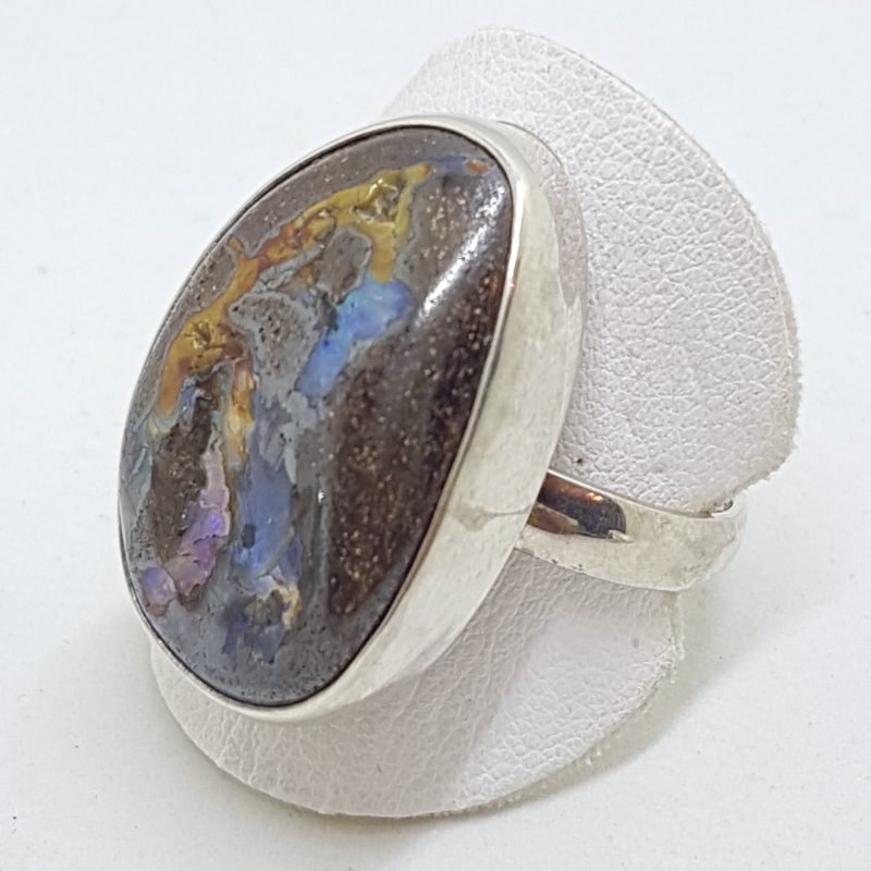 Sterling Silver Large Free form Boulder Opal Ring