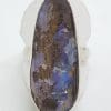 Sterling Silver Large/Long Freeform Boulder Opal Ring