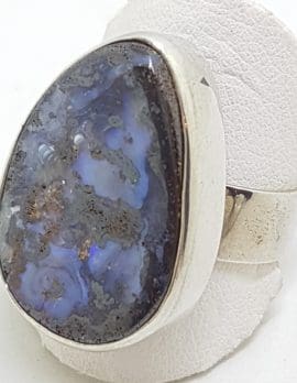 Sterling Silver Large Freeform Boulder Opal Ring