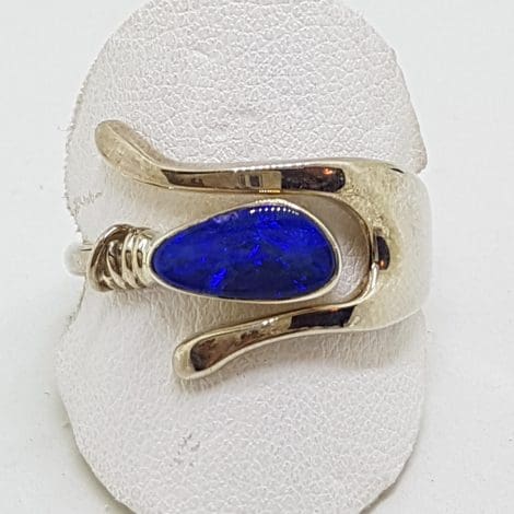 Sterling Silver Boulder Opal Wishbone Ring