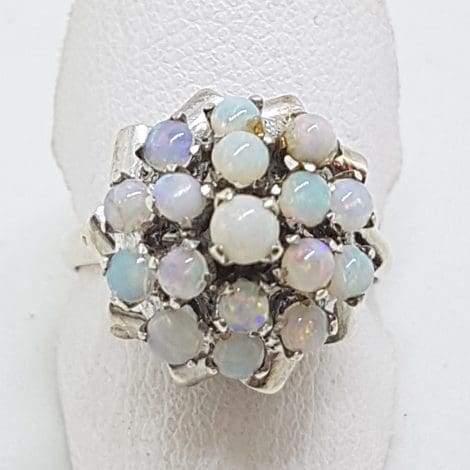 Sterling Silver Opal Cluster Ring - Vintage