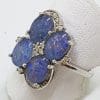 Sterling Silver Opal Triplet and Cubic Zirconia Cluster Ring