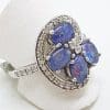 Sterling Silver Opal Triplet and Cubic Zirconia Ornate Cluster Ring