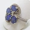 Sterling Silver Opal Triplet and Cubic Zirconia Ornate Cluster Ring