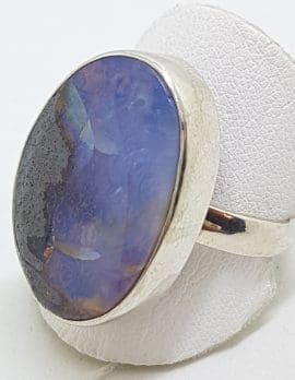 Sterling Silver Large Oval Boulder Opal Ring