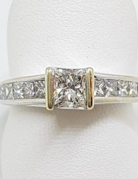 18ct White Gold Princess Cut Diamond Channel Set Engagement Ring