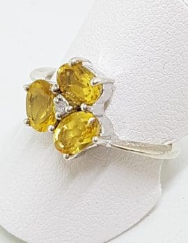 10ct White Gold Citrine & Diamond Cluster Ring