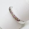 9ct White Gold Pink Cubic Zirconia with Diamond Channel Set Eternity/Wedding Band Ring