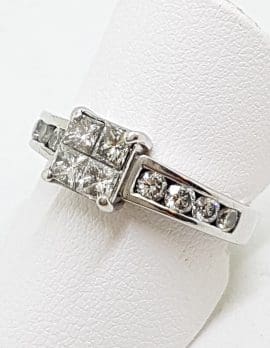 18ct White Gold Channel Set Diamond Square Engagement Ring