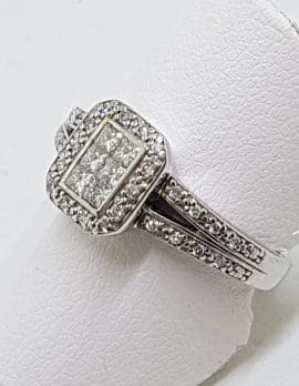 18ct White Gold Rectangular Diamond Ring