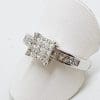 18ct White Gold Diamond Engagement Ring - Square Cluster