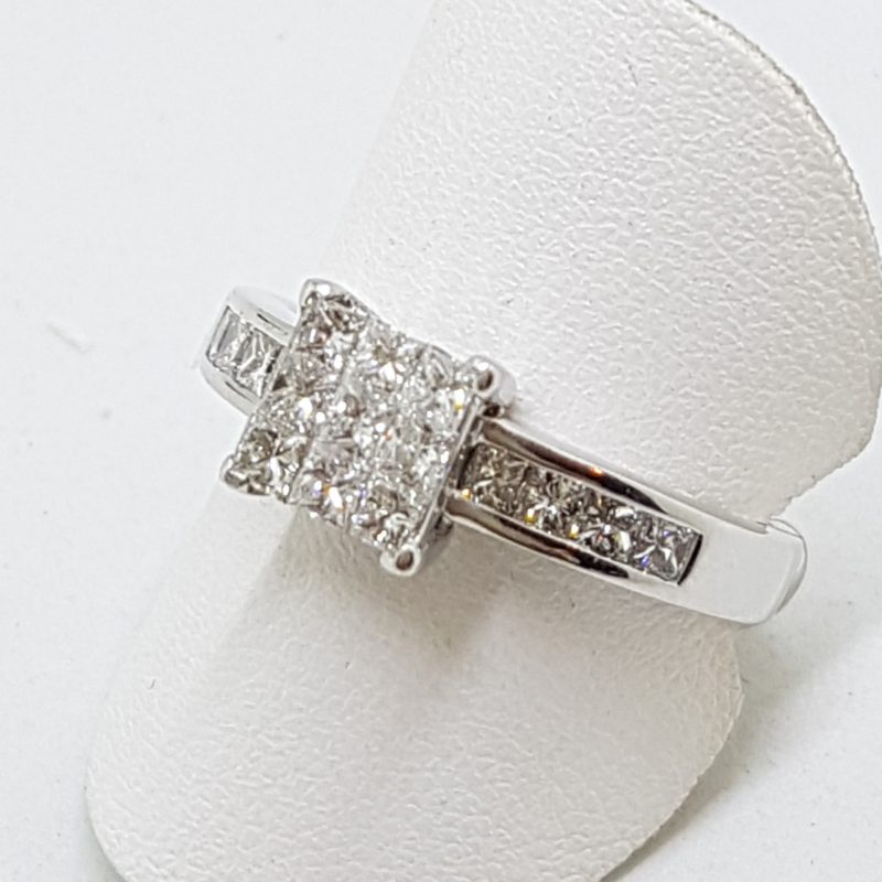 20200525_124631 18ct White Gold Diamond Engagement Ring - Square Cluster
