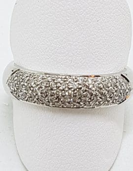 18ct White Gold Pave Set Diamond Wide Band Ring
