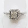 10ct White Gold Diamond Square Cluster Engagement Ring