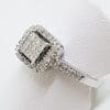 10ct White Gold Diamond Square Cluster Engagement Ring